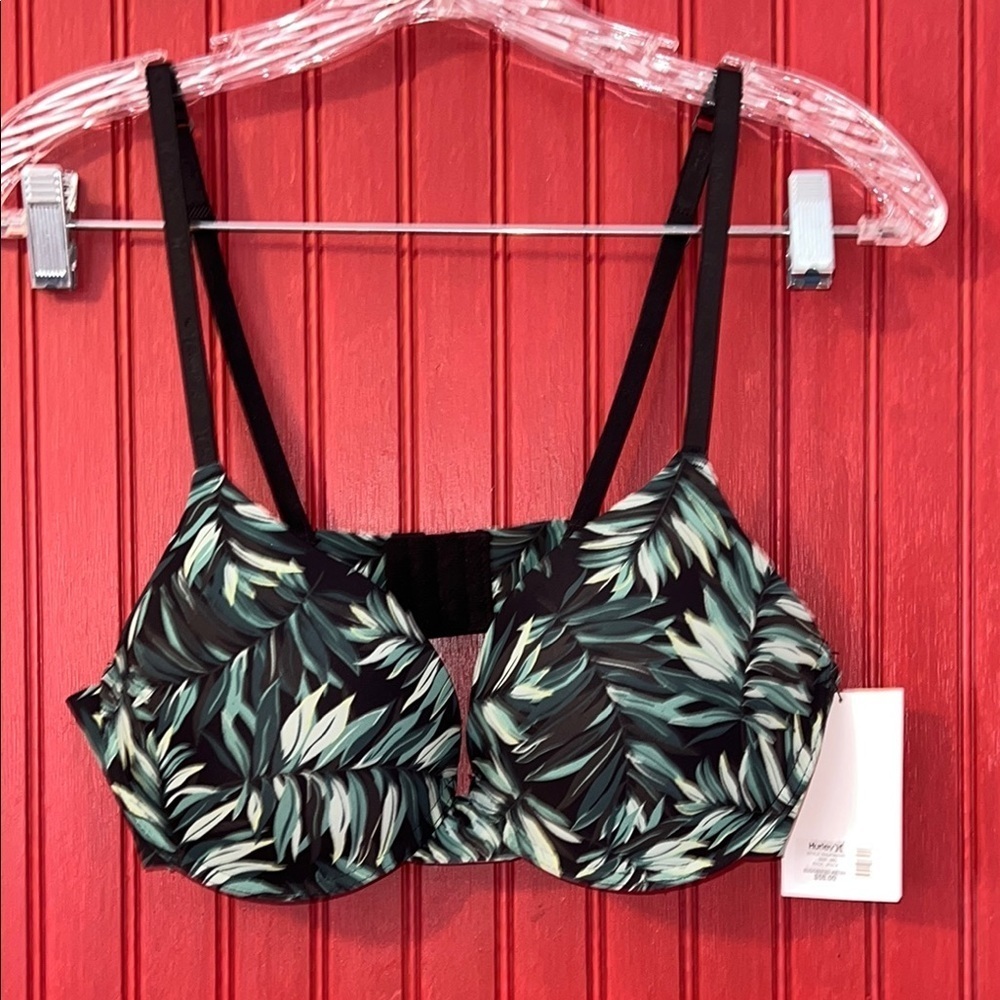NWT Hurley Leaf Print Women's Swim Bikini Top 38C